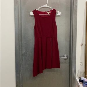 Maroon Uneven Hemline Dress